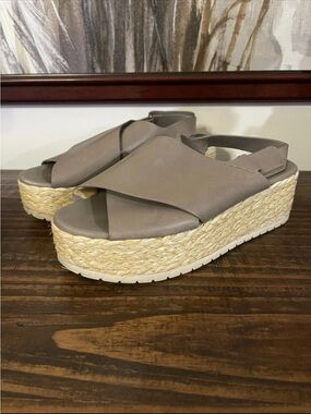 Vince Taupe Cross-Band Espadrille Platform Sandals